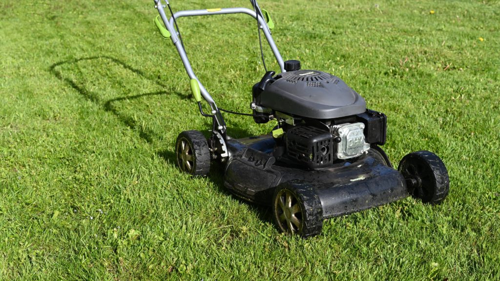 Lawn mower on grass