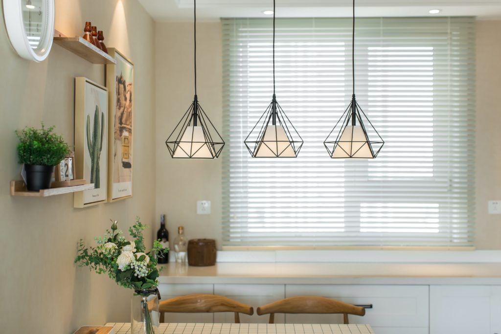 Light fixture over a kitchen table