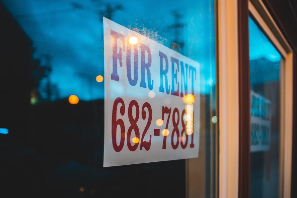 for rent sign on a rental property